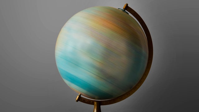 Turning globe. 